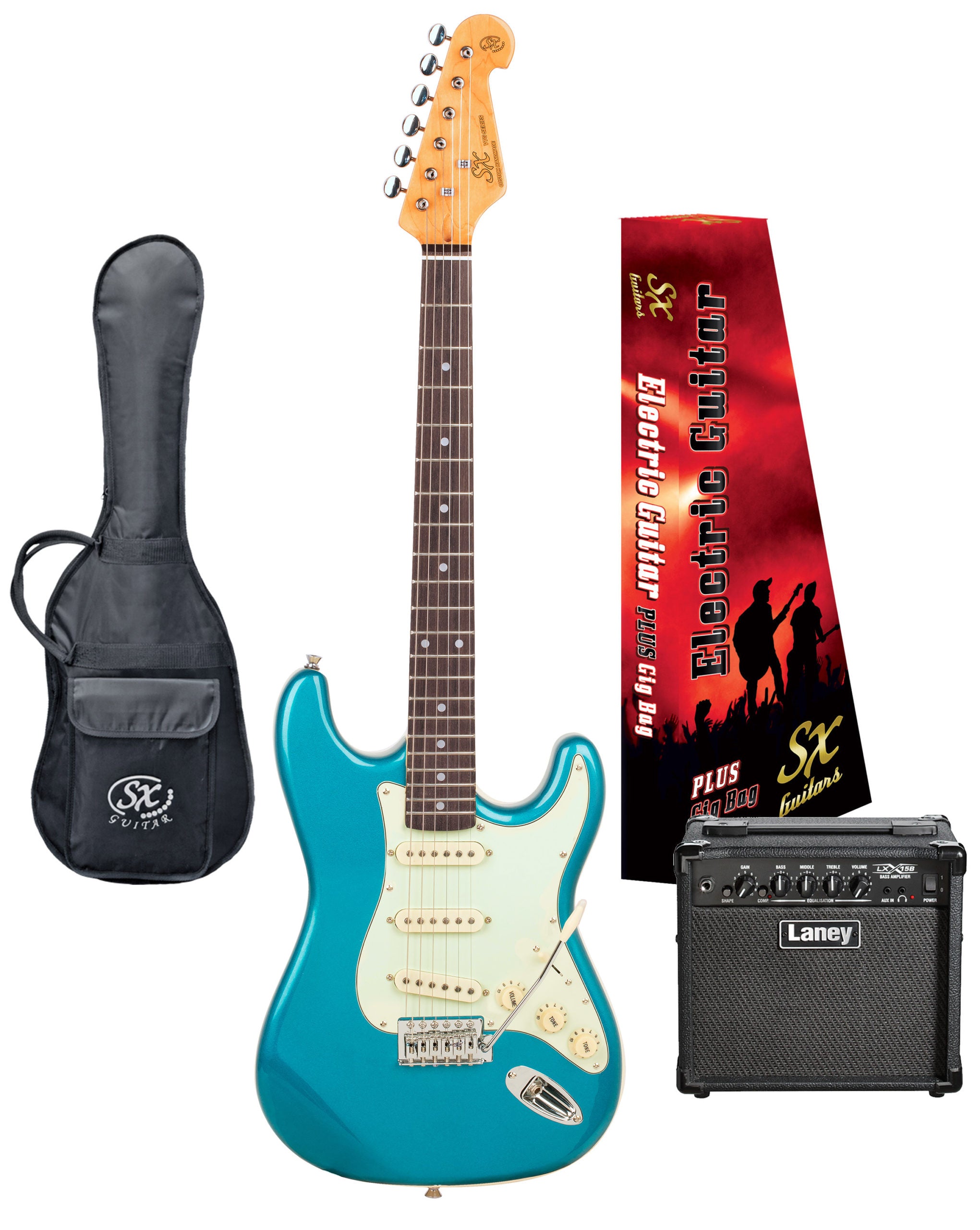 SX / LANEY | VES34LPB-PK2 | ¾ size vintage style electric guitar package. SX / LANEY | VES34LPB-PK2 | ¾ size vintage style electric guitar package.